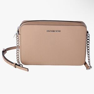 Michael Kors Jet Set Travel East/West Chain Strap Crossbody Bag in Tan